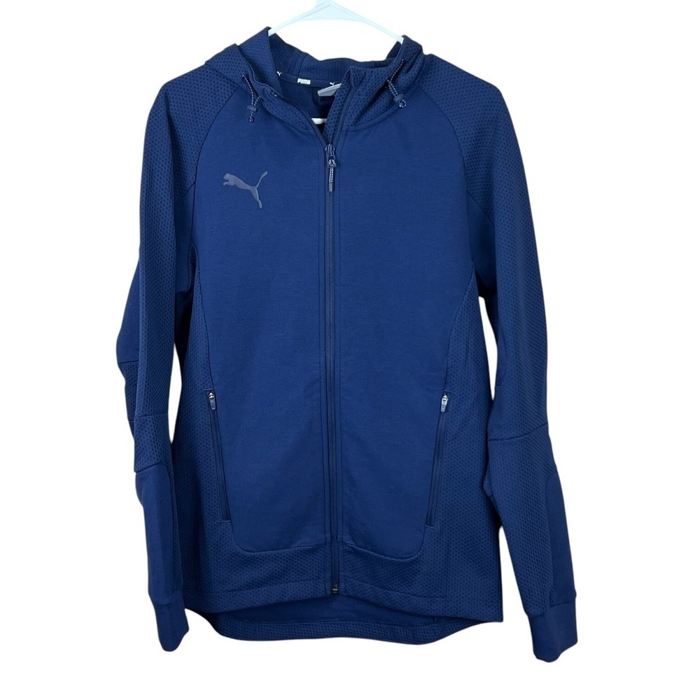Puma Team Cup Casuals Hooded Full‎ Zip Jacket Mens Sz S Navy Casual Athletic NWT